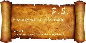 Pozsegovits Sándor névjegykártya